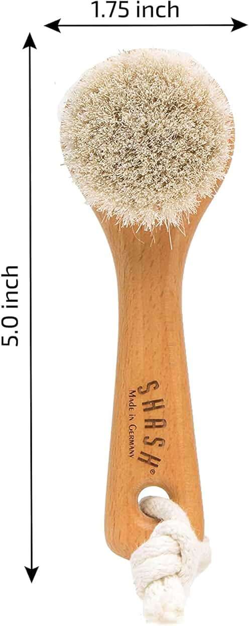 SHASH Since 1869 Hand Made in Germany - Sustainable Exfoliating Face Brush, Scrub Cleansing Brush, Exfoliates Skin to Help Reduce Flaking, Supports Glowing Complexion (Medium Horse Hair Bristle) - Image 4