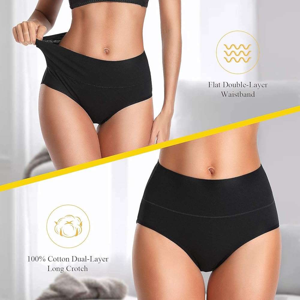 Womens Underwear,Cotton Mid Waist No Muffin Top Full Coverage Brief Ladies Panties Lingerie Undergarments for Women Multipack - Image 6