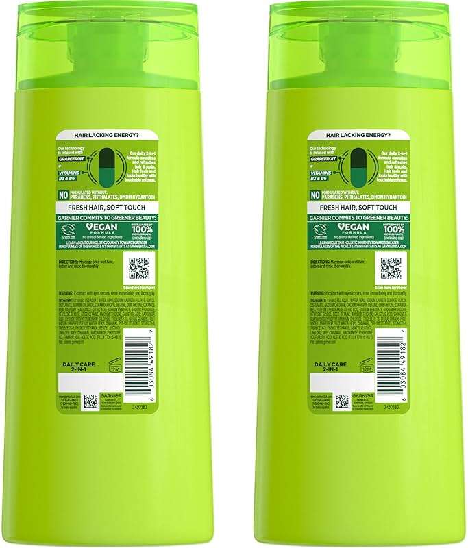 Garnier Fructis Fortifying 2-in-1 Shampoo and Conditioner for Stronger-Looking Hair with Touchable Softness, Daily Hair Care for Men and Women, Vegan, Paraben-Free 22 Fl Oz, 2 Count - Image 2