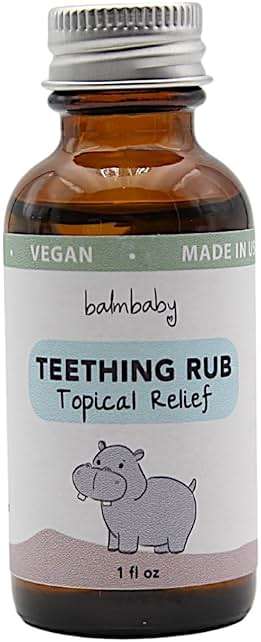Balm Baby Teething Oil Rub - Natural Baby Teething Relief Aid with Chamomile & Clove - Vegan, Non-GMO, Gentle & Effective - 1 oz Glass Bottle (Bottle w/Cap) - Image 1