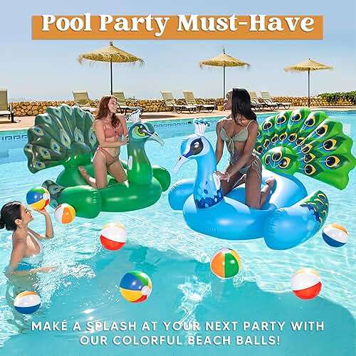 JOYIN 12-Pack 12“ Beach Balls - Bulk Classic Beachball Inflatable Swimming Pool Toys for Games Adults Kids Birthday Party Supplies Combo Set, Rainbow Color Blow Up Luau Decorations Favors Gifts (12") - Image 6