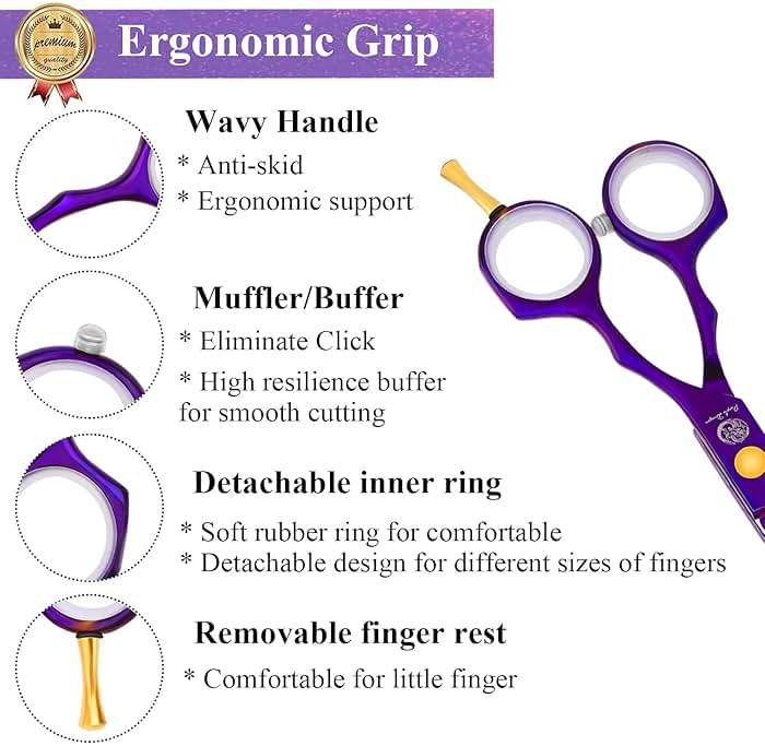 Purple Dragon 5.5 inch Hair Cutting Scissors Set with Razor, Leather Scissors Case, Barber Hair Cutting Shears Hair Thinning/Texturizing Shears for Professional Hairdresser or Home Use (Purple) - Image 4