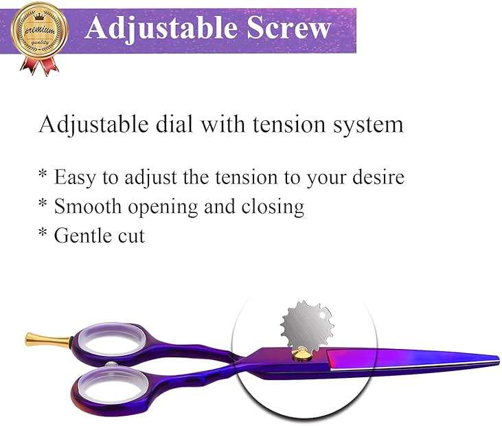 Purple Dragon 5.5 inch Hair Cutting Scissors Set with Razor, Leather Scissors Case, Barber Hair Cutting Shears Hair Thinning/Texturizing Shears for Professional Hairdresser or Home Use (Purple) - Image 6