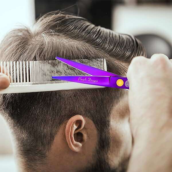 Purple Dragon 5.5 inch Hair Cutting Scissors Set with Razor, Leather Scissors Case, Barber Hair Cutting Shears Hair Thinning/Texturizing Shears for Professional Hairdresser or Home Use (Purple) - Image 7