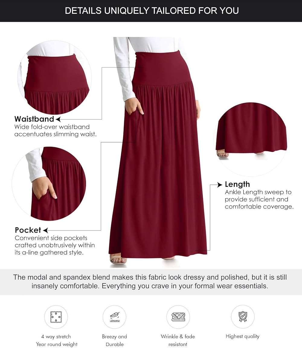 Simlu Maxi Skirts for Women Ankle Length Skirt Casual Long Skirt High Waisted Maxi Skirt Reg and Plus Size Skirt Long Skirt - Image 5