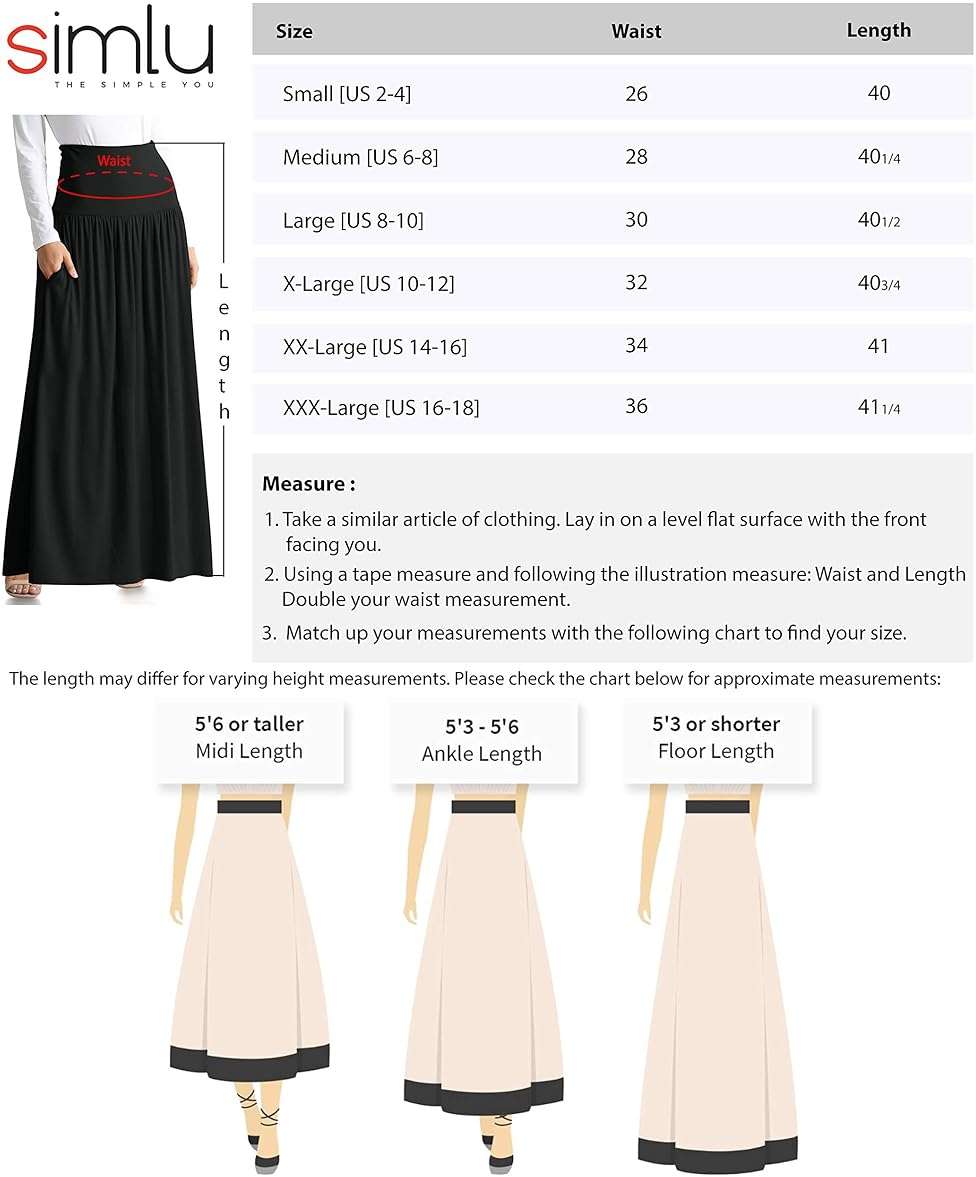 Simlu Maxi Skirts for Women Ankle Length Skirt Casual Long Skirt High Waisted Maxi Skirt Reg and Plus Size Skirt Long Skirt - Image 6