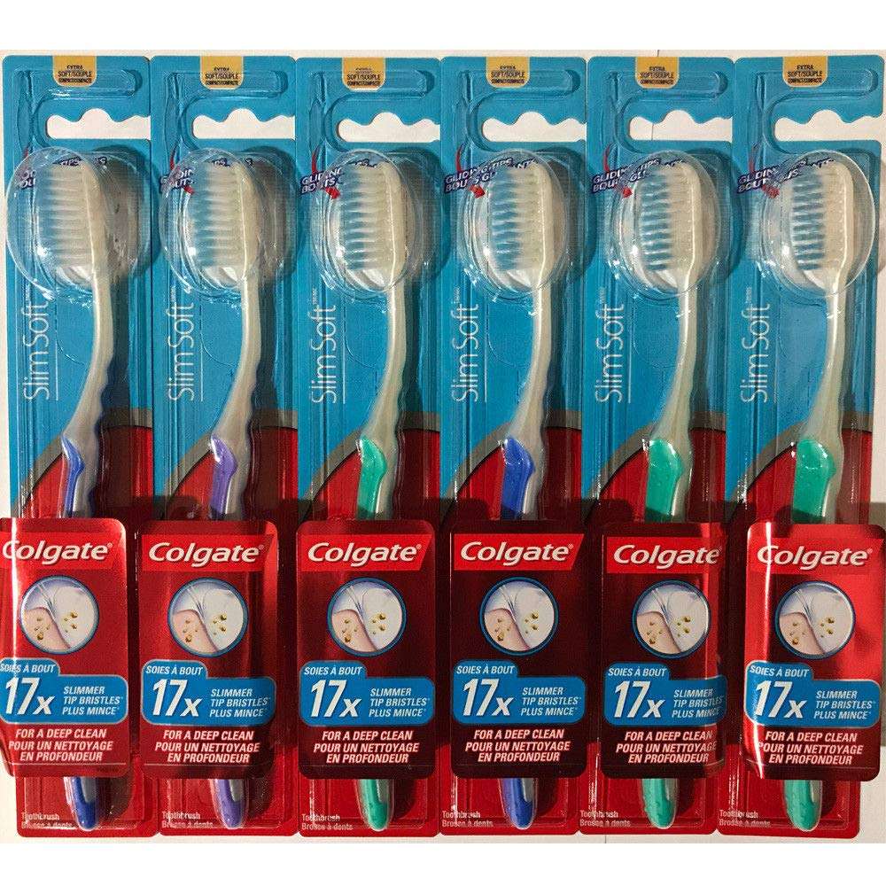 Colgate Slim Soft Gliding Tips Toothbrush, Extra Soft, Compact Head - Pack of 6 - Image 1