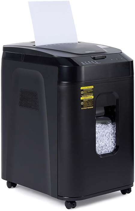 Amazon Basics 150-Sheet Autofeed Micro-Cut Paper and Credit Card Shredder, High Security Level P-4 with 8.5-Gallon Bin, 60-Minute Continuous Run Time, Black - Image 2