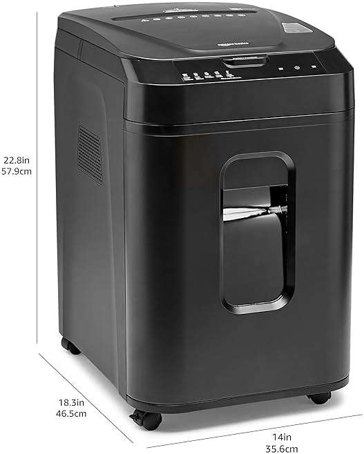 Amazon Basics 150-Sheet Autofeed Micro-Cut Paper and Credit Card Shredder, High Security Level P-4 with 8.5-Gallon Bin, 60-Minute Continuous Run Time, Black - Image 4