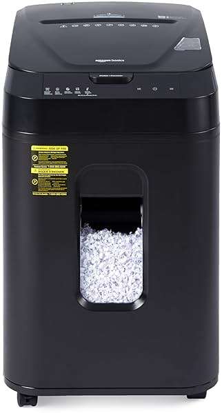 Amazon Basics 150-Sheet Autofeed Micro-Cut Paper and Credit Card Shredder, High Security Level P-4 with 8.5-Gallon Bin, 60-Minute Continuous Run Time, Black - Image 5