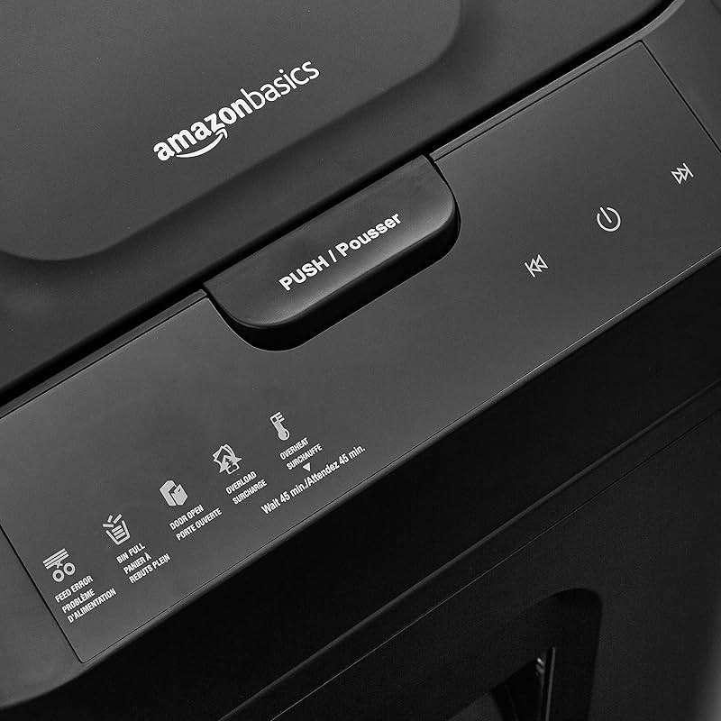 Amazon Basics 150-Sheet Autofeed Micro-Cut Paper and Credit Card Shredder, High Security Level P-4 with 8.5-Gallon Bin, 60-Minute Continuous Run Time, Black - Image 8