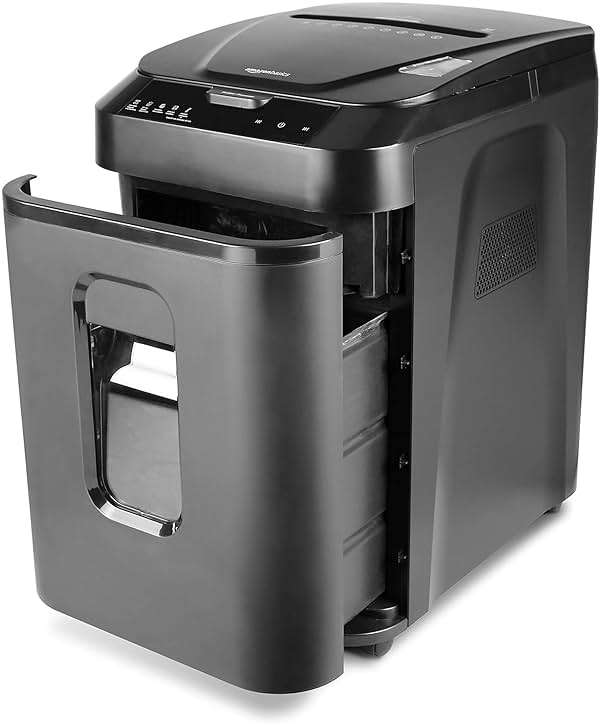 Amazon Basics 150-Sheet Autofeed Micro-Cut Paper and Credit Card Shredder, High Security Level P-4 with 8.5-Gallon Bin, 60-Minute Continuous Run Time, Black - Image 10
