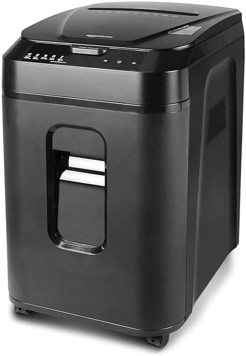 Amazon Basics 150-Sheet Autofeed Micro-Cut Paper and Credit Card Shredder, High Security Level P-4 with 8.5-Gallon Bin, 60-Minute Continuous Run Time, Black - Image 11