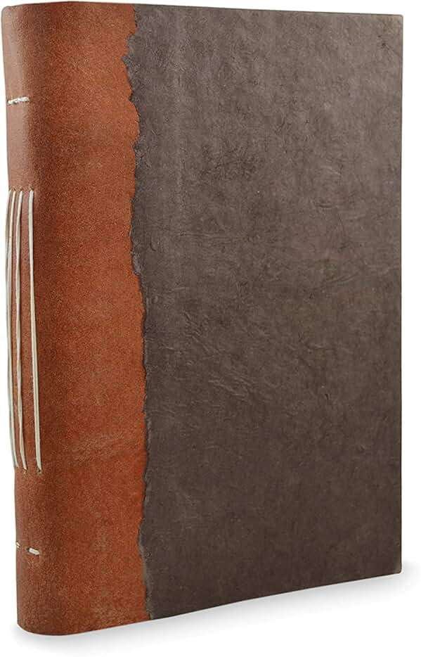 Kathmandu Valley Co. Nepali Collector Vintage Journal, Leather & Lokta Writing Hardcover Office Notebook Planner with Handmade Paper. Made in The Himalayas of Nepal. (6x9 Dark Walnut) - Image 1