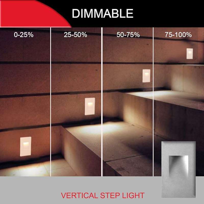 Ciata LED Stair Lights Indoor - Step Lights Outdoor Stair Light 3 Watt, Warm White Stairway Lighting for Outdoor and Indoor Stairs 3000K Concrete, Home Theater Lighting - Silver Finish, Vertical - Image 4