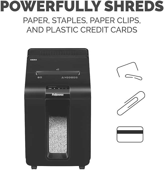 Fellowes AutoMax Micro-Cut 100M Commercial Office Auto Feed 2-in-1 Paper Shredder with 100-Sheet Capacity, Black - Image 6