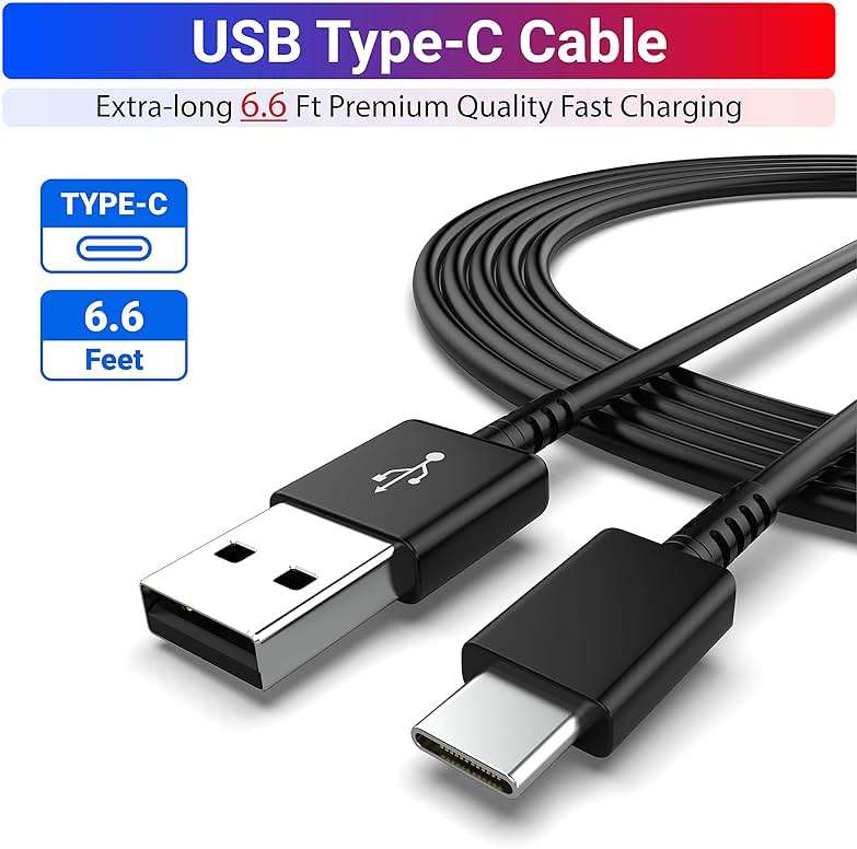 Type C Fast Charger, for Android Charger Phone USB Charging Block, USB C Cable Cord 6.6ft for Samsung Galaxy S25, S24, S23, S23+, S22, S21, S20, S10e, S9, S8, Note20, Note10, Note9, Z Fold 3/4/5 2Pack - Image 4