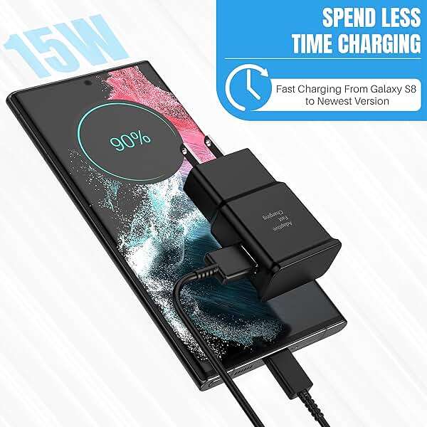 Type C Fast Charger, for Android Charger Phone USB Charging Block, USB C Cable Cord 6.6ft for Samsung Galaxy S25, S24, S23, S23+, S22, S21, S20, S10e, S9, S8, Note20, Note10, Note9, Z Fold 3/4/5 2Pack - Image 7