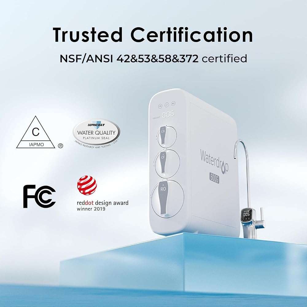 Waterdrop G3P600 Reverse Osmosis System, 8 Stage Tankless Reverse Osmosis Water Filter, NSF/ANSI 42 & 53 & 58 & 372 Certified, Under Sink RO System, 2:1 Pure to Drain, Smart LED Faucet - Image 5