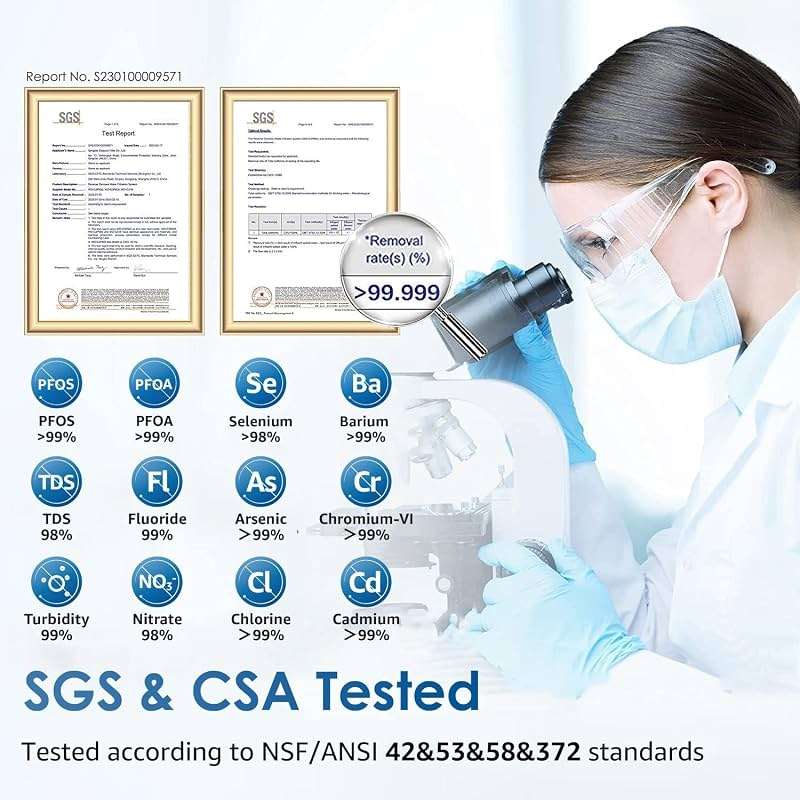 Waterdrop G3P600 Reverse Osmosis System, 8 Stage Tankless Reverse Osmosis Water Filter, NSF/ANSI 42 & 53 & 58 & 372 Certified, Under Sink RO System, 2:1 Pure to Drain, Smart LED Faucet - Image 6