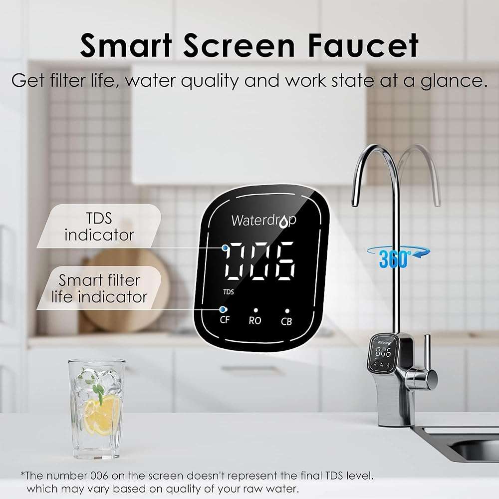Waterdrop G3P600 Reverse Osmosis System, 8 Stage Tankless Reverse Osmosis Water Filter, NSF/ANSI 42 & 53 & 58 & 372 Certified, Under Sink RO System, 2:1 Pure to Drain, Smart LED Faucet - Image 8