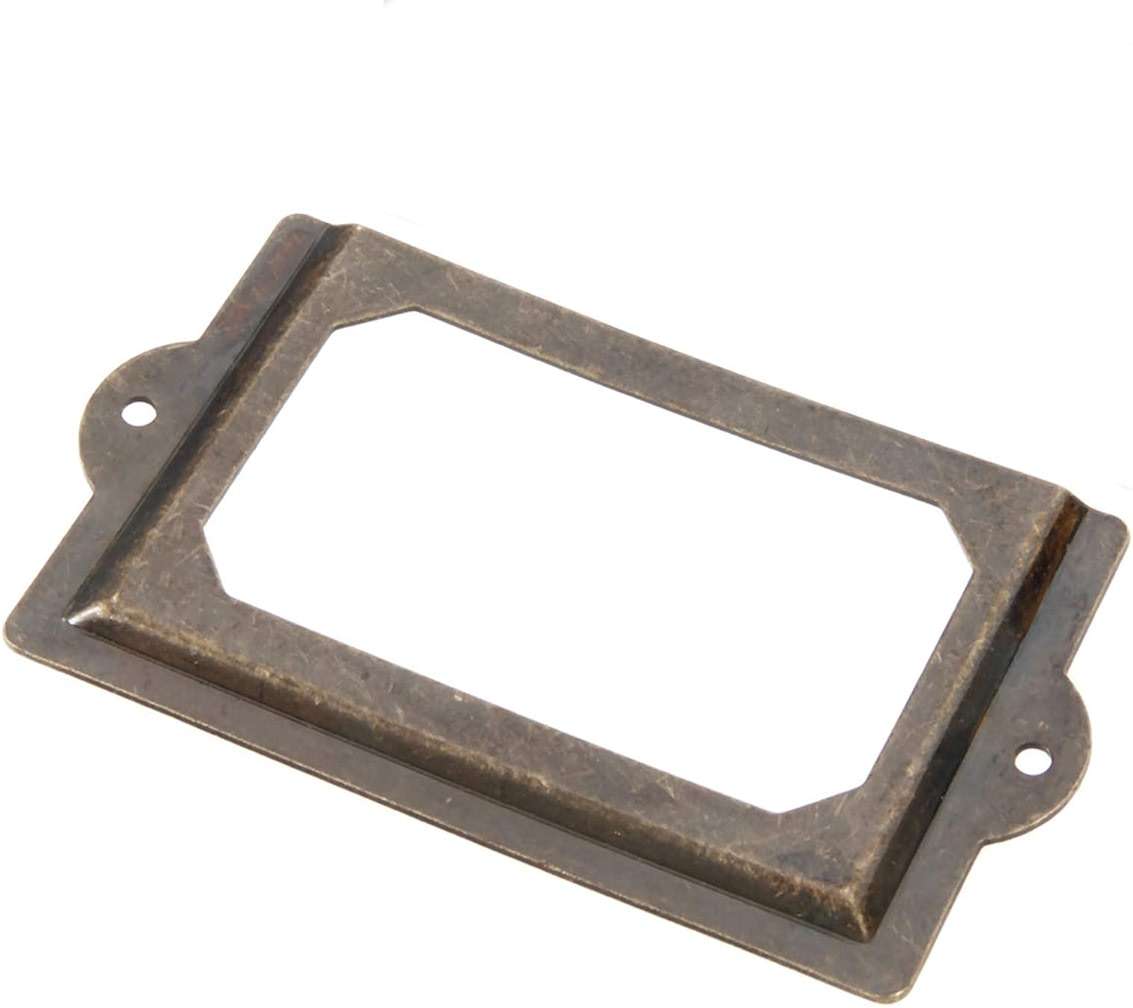 4 PCS Antique Tag Label Frames File Name Card Holder Bronze Drawer Pull Labels Holders for Office File Case Library Drawer Medicine Cabinet Apothecary Furniture (Length:5", Height:2-3/4") - Image 4