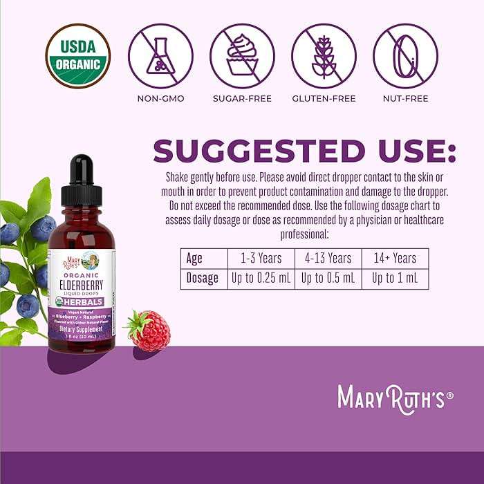 MARYRUTH'S Elderberry Liquid Drops for Adults & Kids | Immune Support | Antioxidant | Overall Wellness | Elder Berry Extract | USDA Organic | Sugar Free | Vegan | Non-GMO | Gluten Free | 1 Fl Oz - Image 3