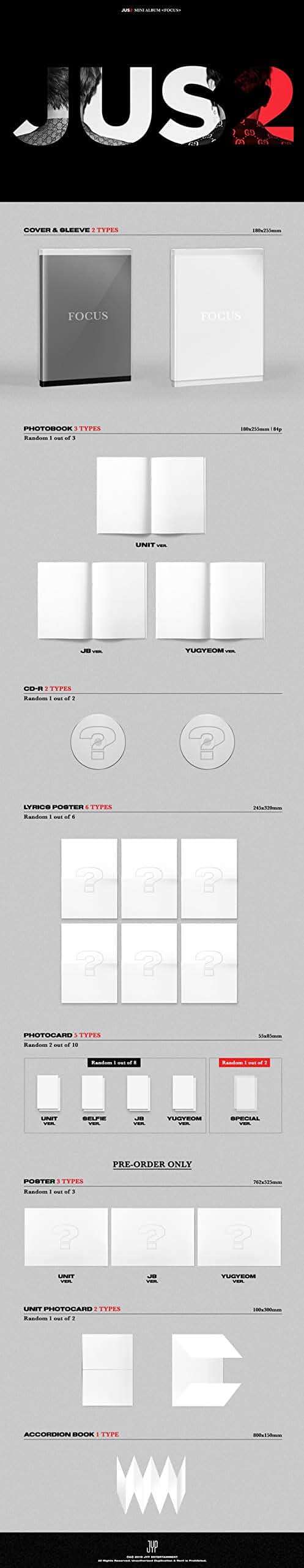 GOT7 Unit JUS2 Focus Mini Album B ver. 1p Lyrics Poster/On+84p PhotoBook+2p PhotoCard+Tracking K-POP Sealed - Image 5