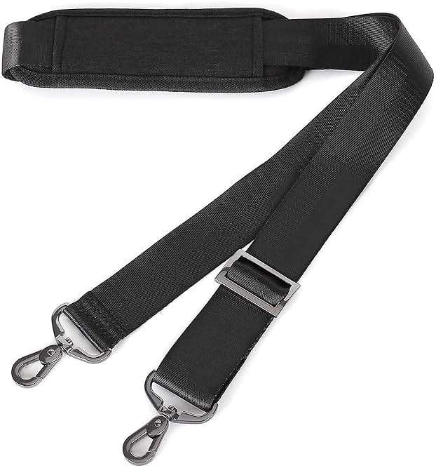 MOSISO 56 inch Shoulder Strap, Adjustable Thick Soft Universal Replacement Non-Slip Fit Padded with Metal Swivel Hooks for Laptop Shoulder Bag/Laptop Messenger Bag/Crossbody Bag, Black - Image 1