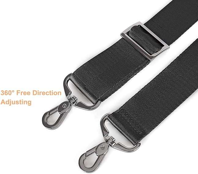 MOSISO 56 inch Shoulder Strap, Adjustable Thick Soft Universal Replacement Non-Slip Fit Padded with Metal Swivel Hooks for Laptop Shoulder Bag/Laptop Messenger Bag/Crossbody Bag, Black - Image 2
