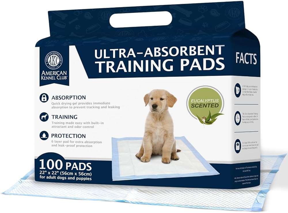 AMERICAN KENNEL CLUB AKC62975 6-Layer Leak-proof Puppy Training Pads - 22x22 Inches, Green, Synthetic, Disposable-Pet-Training-Pads, Pack of 100 - Image 1