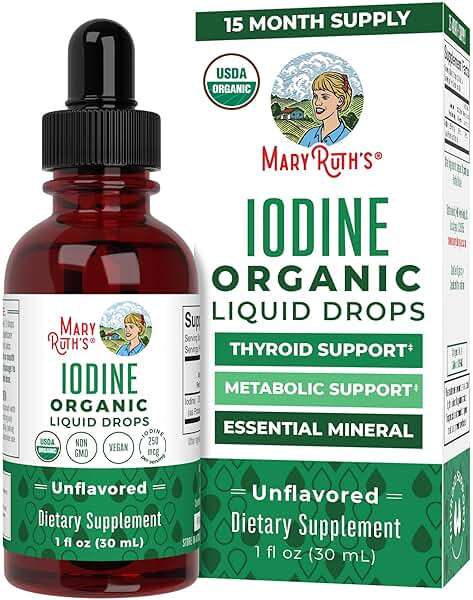MaryRuth Organics Iodine Liquid Drops | Potassium Iodide | 1 Year Supply | 450 Servings | Thyroid Health | USDA Organic| Vegan | Non-GMO | Gluten Free | 1 Fl Oz - Image 1