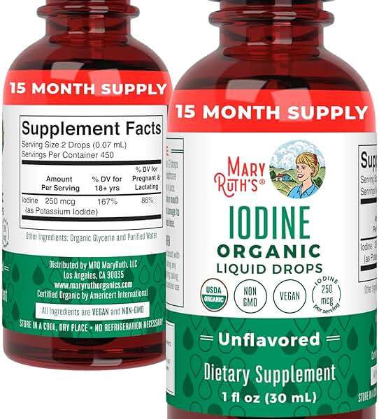 MaryRuth Organics Iodine Liquid Drops | Potassium Iodide | 1 Year Supply | 450 Servings | Thyroid Health | USDA Organic| Vegan | Non-GMO | Gluten Free | 1 Fl Oz - Image 10