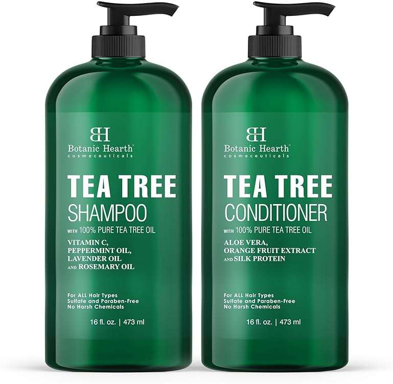 Botanic Hearth Tea Tree Shampoo And Conditioner Set | With 100% Pure Tea Tree Oil, For Itchy And Dry Scalp, Sulfate/Paraben Free | For Men And Women | 16 Fl Oz Each - Image 1