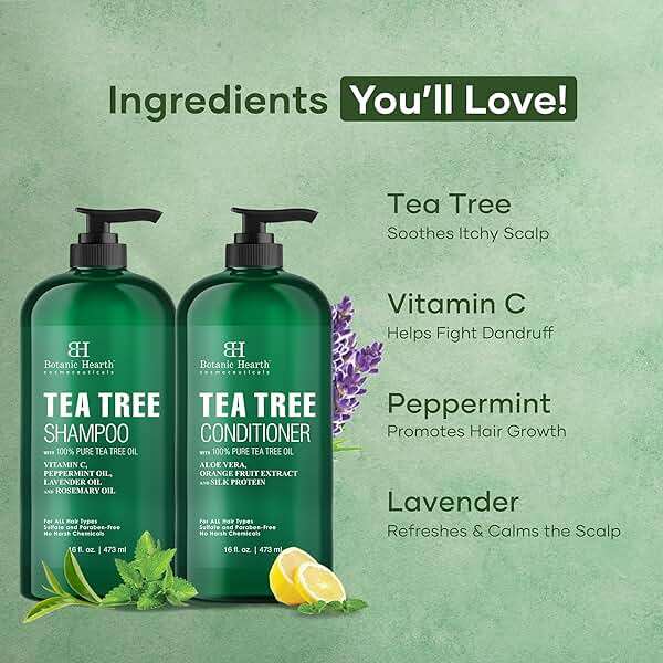 Botanic Hearth Tea Tree Shampoo And Conditioner Set | With 100% Pure Tea Tree Oil, For Itchy And Dry Scalp, Sulfate/Paraben Free | For Men And Women | 16 Fl Oz Each - Image 2