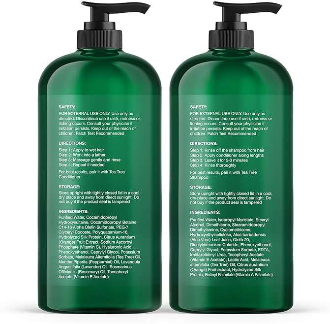 Botanic Hearth Tea Tree Shampoo And Conditioner Set | With 100% Pure Tea Tree Oil, For Itchy And Dry Scalp, Sulfate/Paraben Free | For Men And Women | 16 Fl Oz Each - Image 3