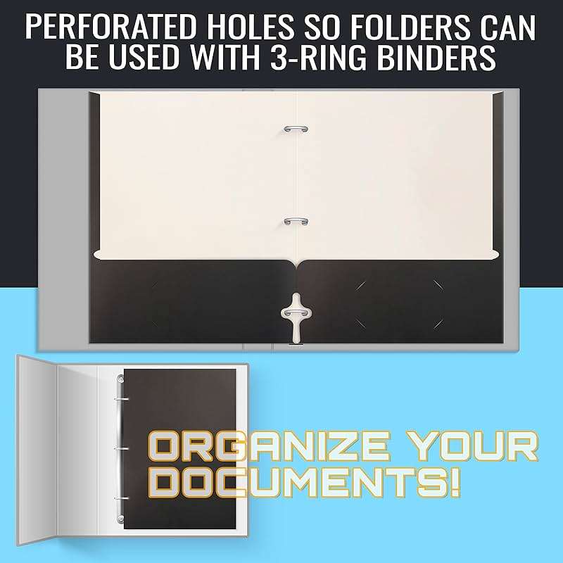 Better Office Products Two Pocket Portfolio Folders, 50-Pack, Black, Letter Size Paper Folders, 50 Pieces, Black - Image 6
