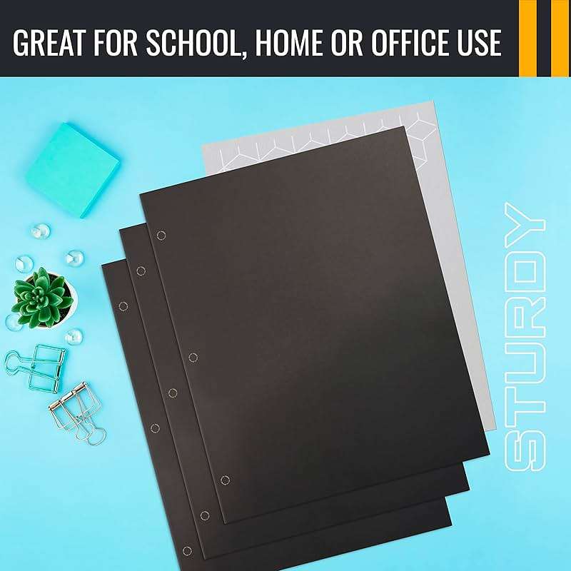 Better Office Products Two Pocket Portfolio Folders, 50-Pack, Black, Letter Size Paper Folders, 50 Pieces, Black - Image 7