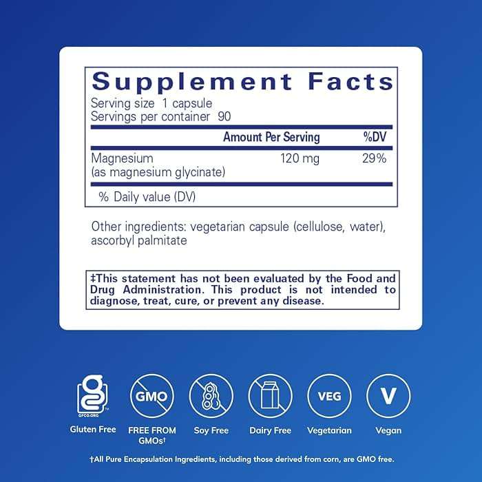 Pure Encapsulations Magnesium (Glycinate) - Supplement to Support Stress Relief, Sleep, Heart Health, Nerves, Muscles, and Metabolism* - with Magnesium Glycinate - 90 Capsules - Image 2