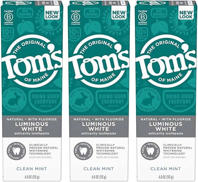 Tom's of Maine Natural Luminous White Toothpaste with Fluoride, Clean Mint, 4.0 oz. 3-Pack - Image 11