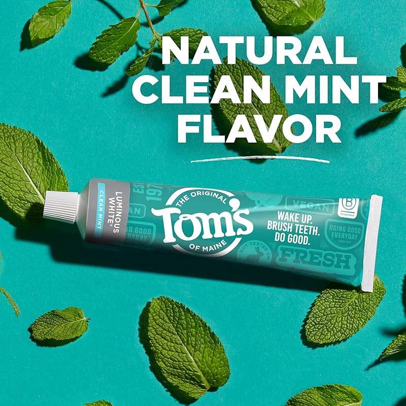 Tom's of Maine Natural Luminous White Toothpaste with Fluoride, Clean Mint, 4.0 oz. 3-Pack - Image 8