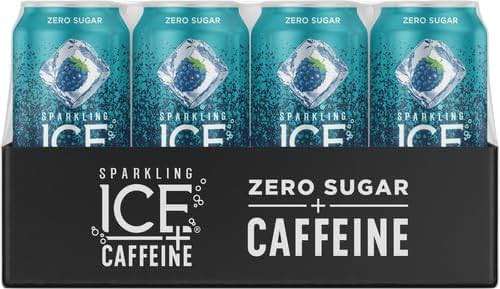 Sparkling Ice Caffeine Blue Raspberry Sparkling Water with Caffeine, Zero Sugar, with Antioxidants and Vitamins,16 fl oz Cans (Pack Of 12) - Image 4