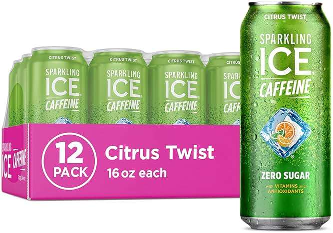 Sparkling Ice Caffeine Citrus Twist Sparkling Water with Caffeine, Zero Sugar, with Antioxidants and Vitamins,16 fl oz Cans (Pack Of 12) - Image 1