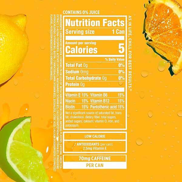 Sparkling Ice Caffeine Citrus Twist Sparkling Water with Caffeine, Zero Sugar, with Antioxidants and Vitamins,16 fl oz Cans (Pack Of 12) - Image 2