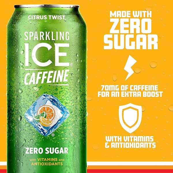 Sparkling Ice Caffeine Citrus Twist Sparkling Water with Caffeine, Zero Sugar, with Antioxidants and Vitamins,16 fl oz Cans (Pack Of 12) - Image 4