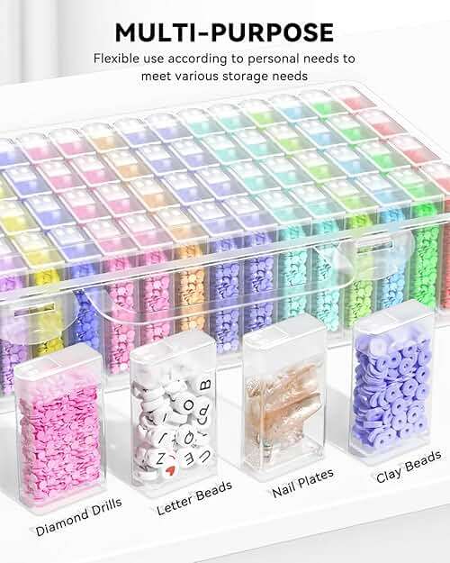 ARTDOT 64 Jars Storage Containers for Diamond Art Kits for Adults, Portable Storage Organizer with Sticker Labels for Diamond Painting Accessories and Tools - Image 7