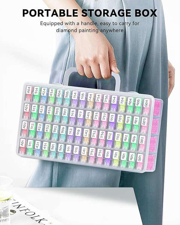 ARTDOT 64 Jars Storage Containers for Diamond Art Kits for Adults, Portable Storage Organizer with Sticker Labels for Diamond Painting Accessories and Tools - Image 8