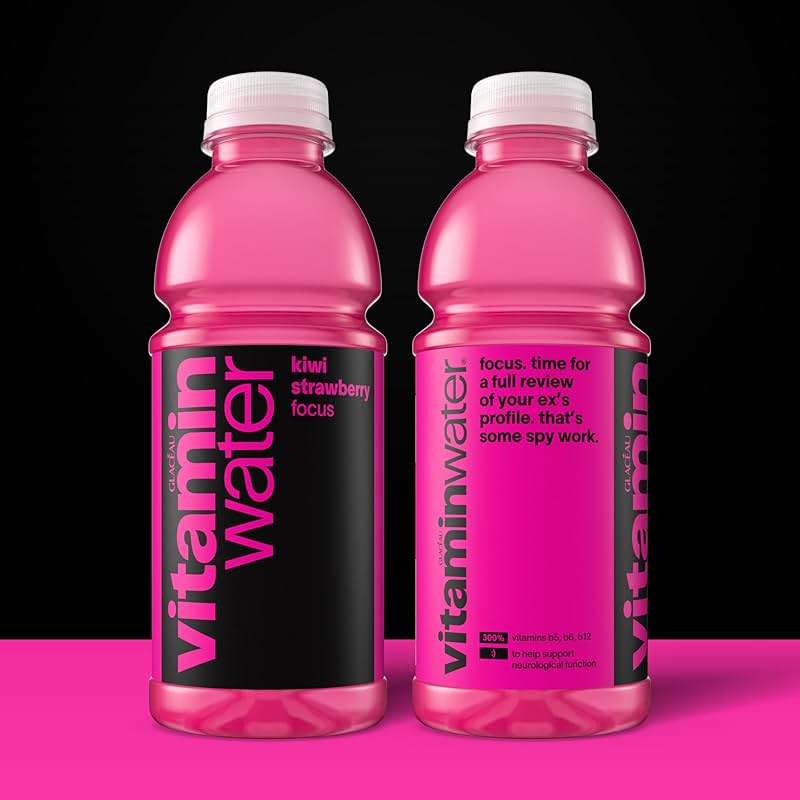 vitaminwater Focus Kiwi Strawberry Nutrient Enhanced Flavored Water Beverage, 20 fl oz Bottles, 12 Pack - Image 2