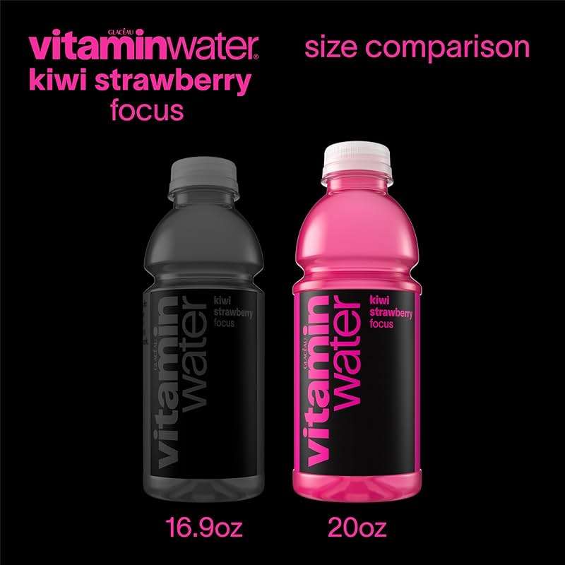 vitaminwater Focus Kiwi Strawberry Nutrient Enhanced Flavored Water Beverage, 20 fl oz Bottles, 12 Pack - Image 5