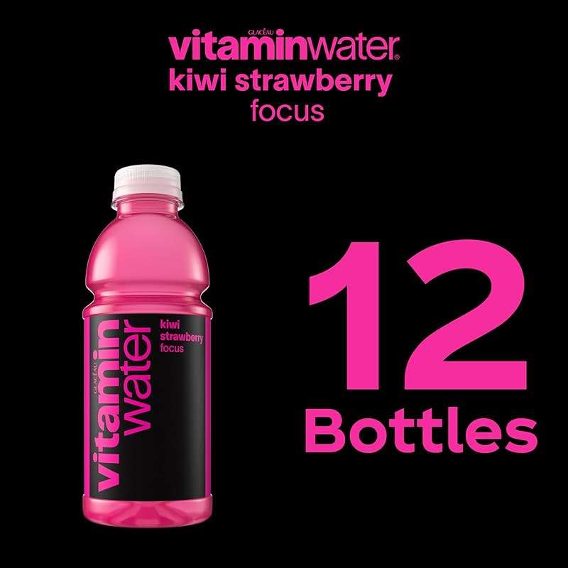 vitaminwater Focus Kiwi Strawberry Nutrient Enhanced Flavored Water Beverage, 20 fl oz Bottles, 12 Pack - Image 6